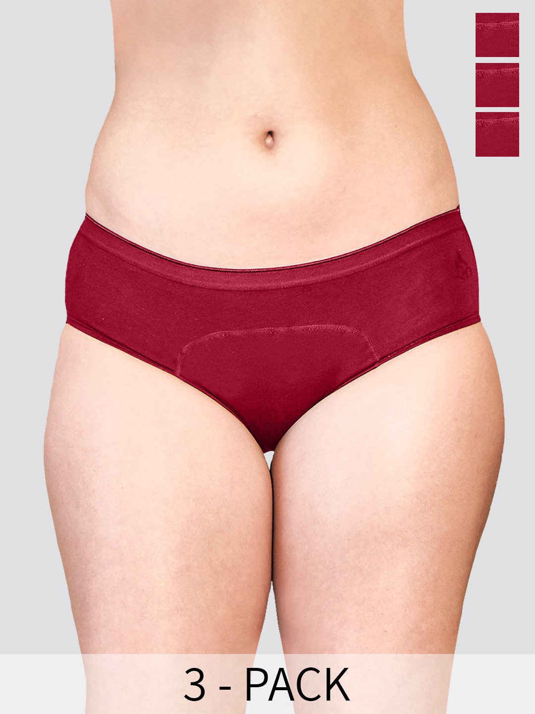 

Kalyani Emy Pack Of 3 Mid-Rise Anti-Odour Hipster Briefs, Maroon