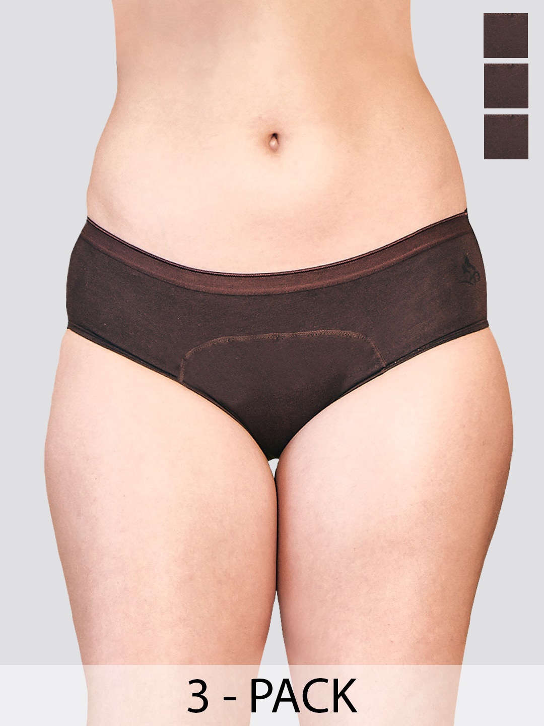 

Kalyani Emy Pack Of 3 Mid-Rise Medium Coverage Water Proof Hipster Briefs, Brown