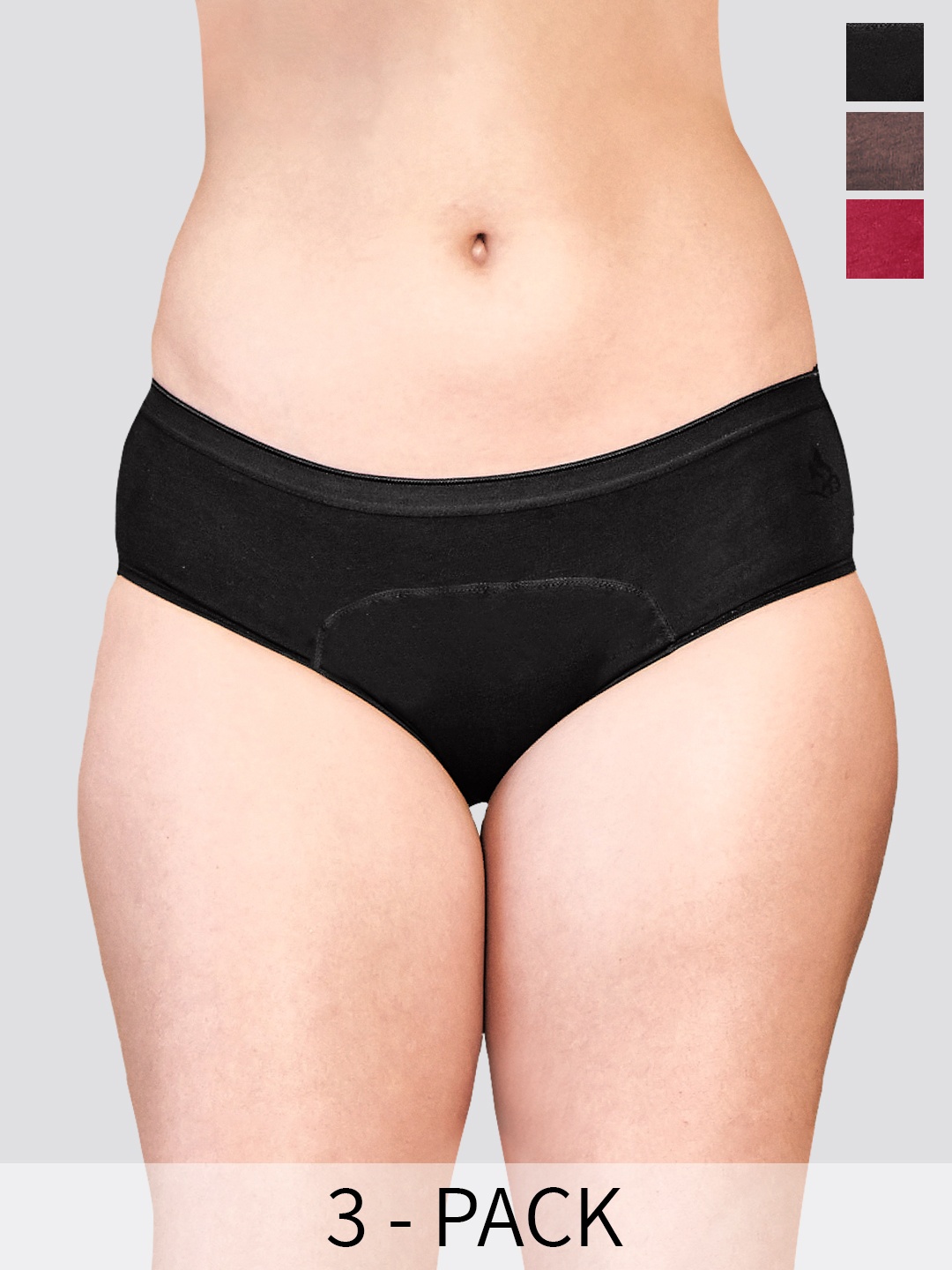 

Kalyani Emy Pack Of 3 Medium Coverage Anti-Odour Water Proof Hipster Briefs, Black