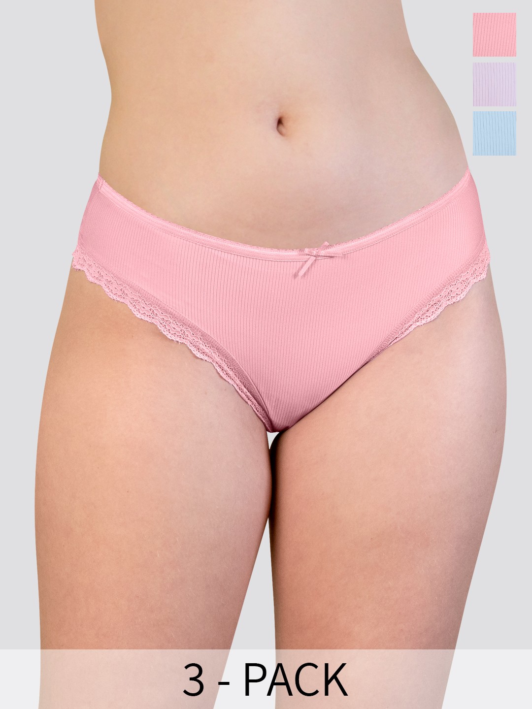 

Kalyani Becca Pack Of 3 Low-Rise Anti-Odour Bikini Briefs, Pink