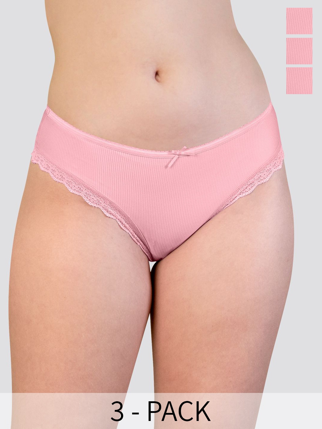 

Kalyani Becca Pack Of 3 Low-Rise Anti-Odour Cotton Bikini Briefs, Pink