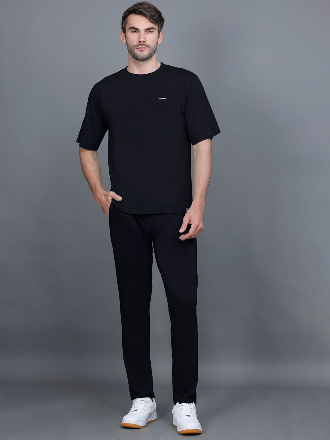 

GODFREY Cotton Oversized T-Shirt With Trousers, Black