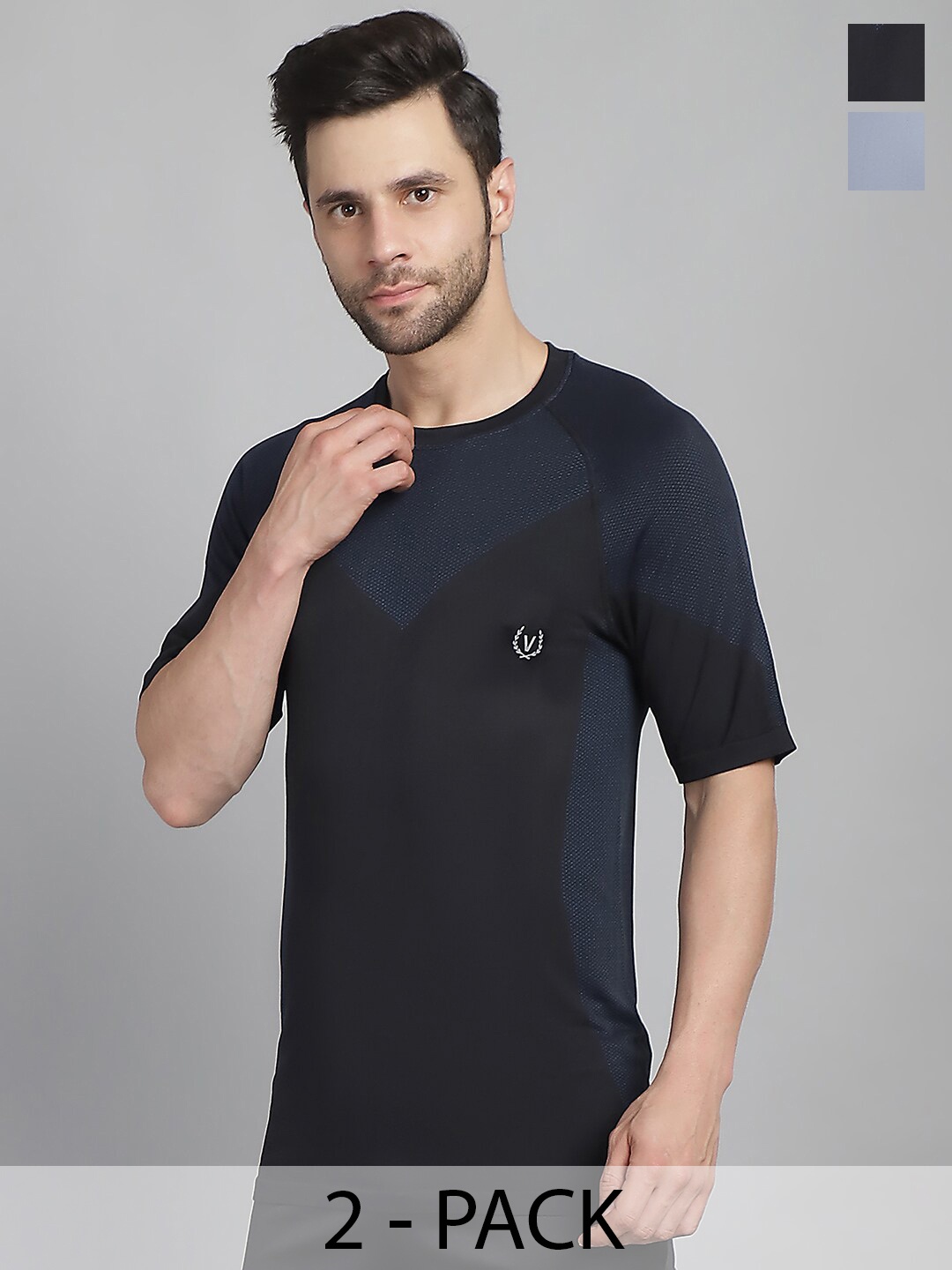 

MACK JONNEY JONNEY Pack Of 2 Raglan Sleeves Casual T-shirts, Navy blue