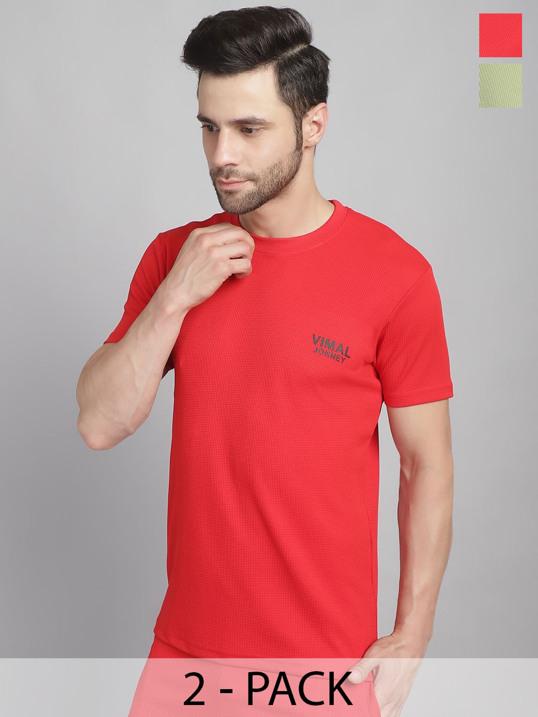 

MACK JONNEY Pack Of 2 Round Neck T-shirts, Red