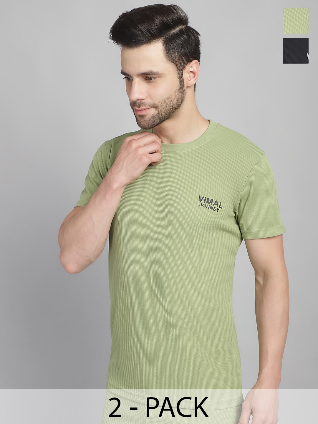

MACK JONNEY Pack of 2 Round Neck T-shirts, Green