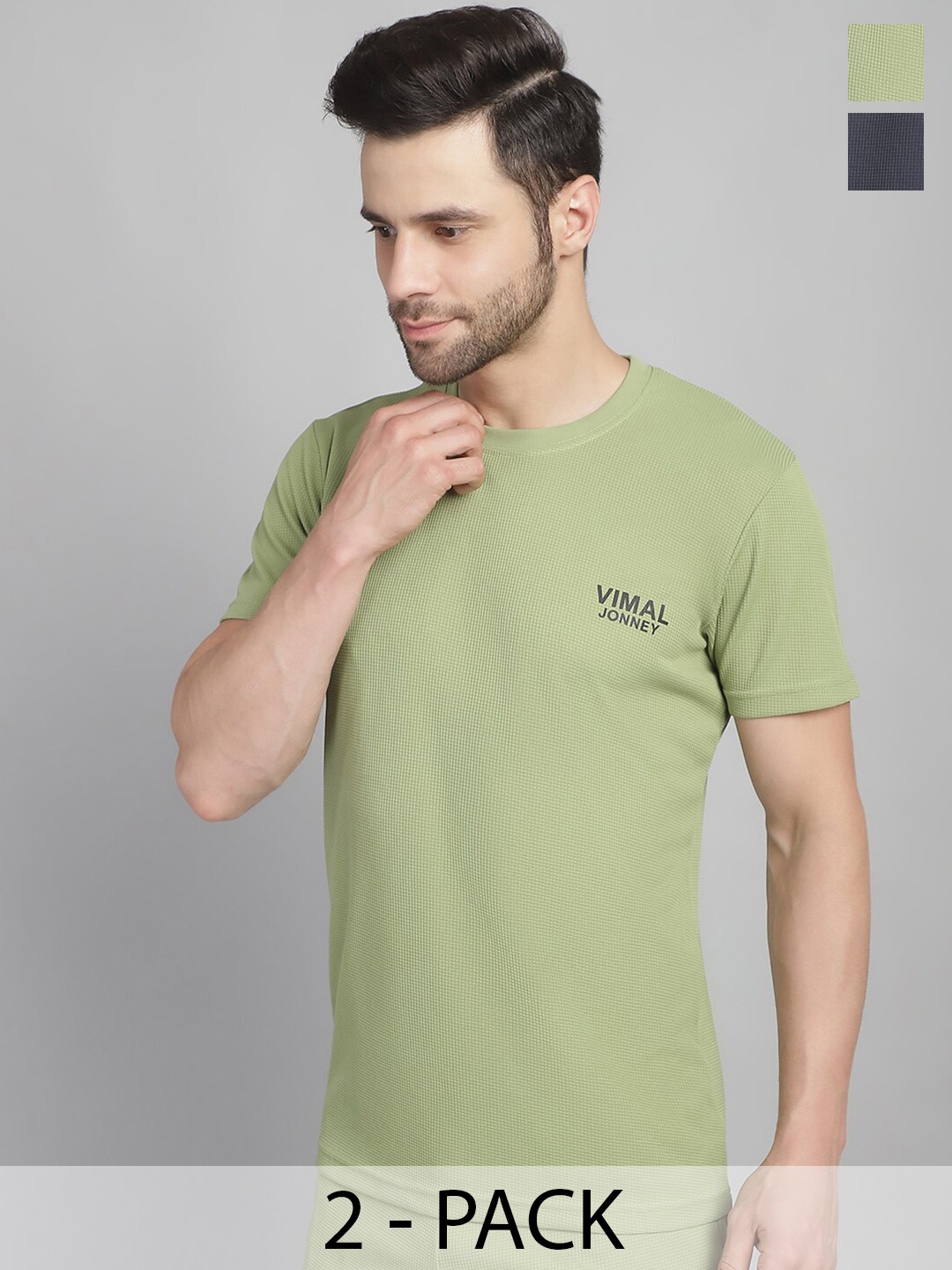

MACK JONNEY Pack Of 2 Round Neck T-shirt, Green