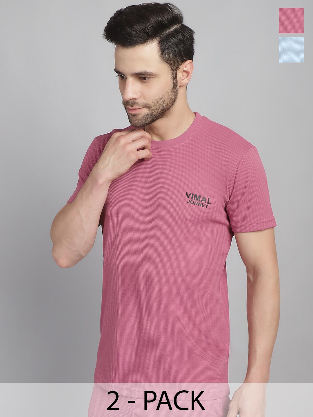 

MACK JONNEY Pack Of 2 Round Neck T-shirts, Pink