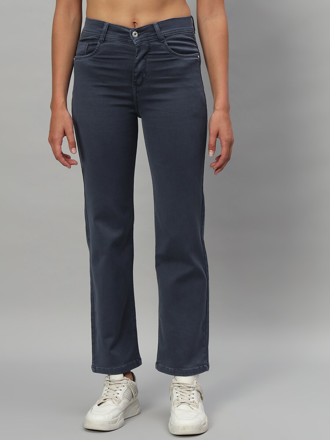 

Chemistry Women Classic Straight Fit High-Rise Stretchable Jeans, Grey