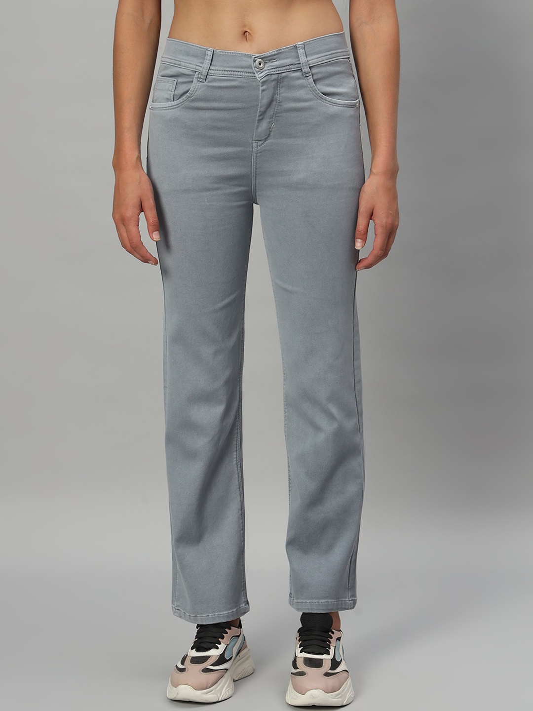 

Chemistry Women Classic Straight Fit High-Rise Stretchable Jeans, Grey