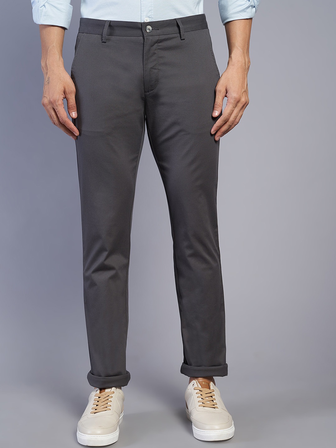 

Greenfibre Men Mid-Rise Slim Fit Cotton Chinos Trouser, Grey