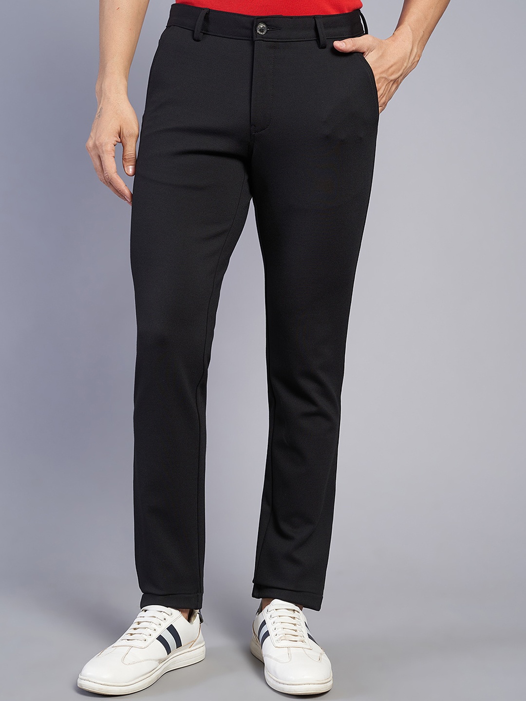 

JADE BLUE Men Cotton Chinos Trouser, Black