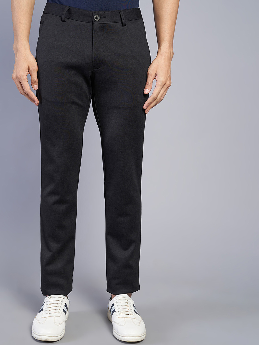 

JADE BLUE Men Cotton Casual Trousers, Black