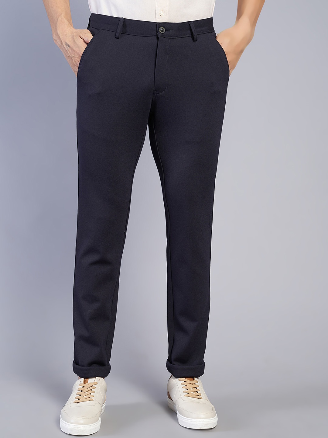

JADE BLUE Men Cotton Trouser, Navy blue