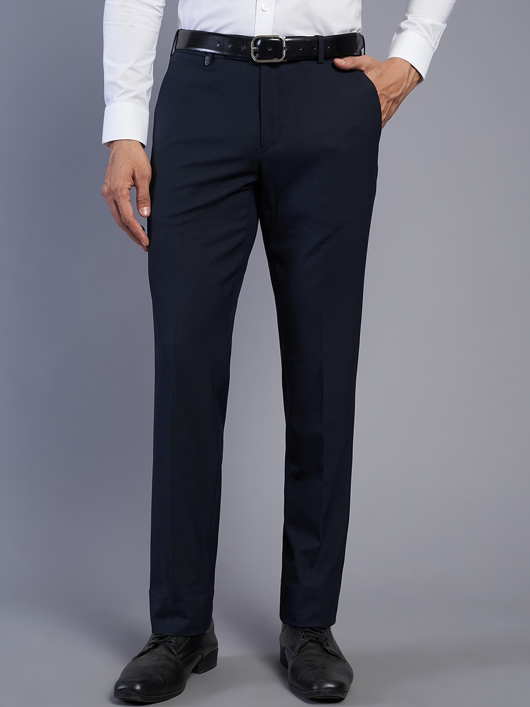 

JB STUDIO Men Slim Fit Formal Trouser, Navy blue