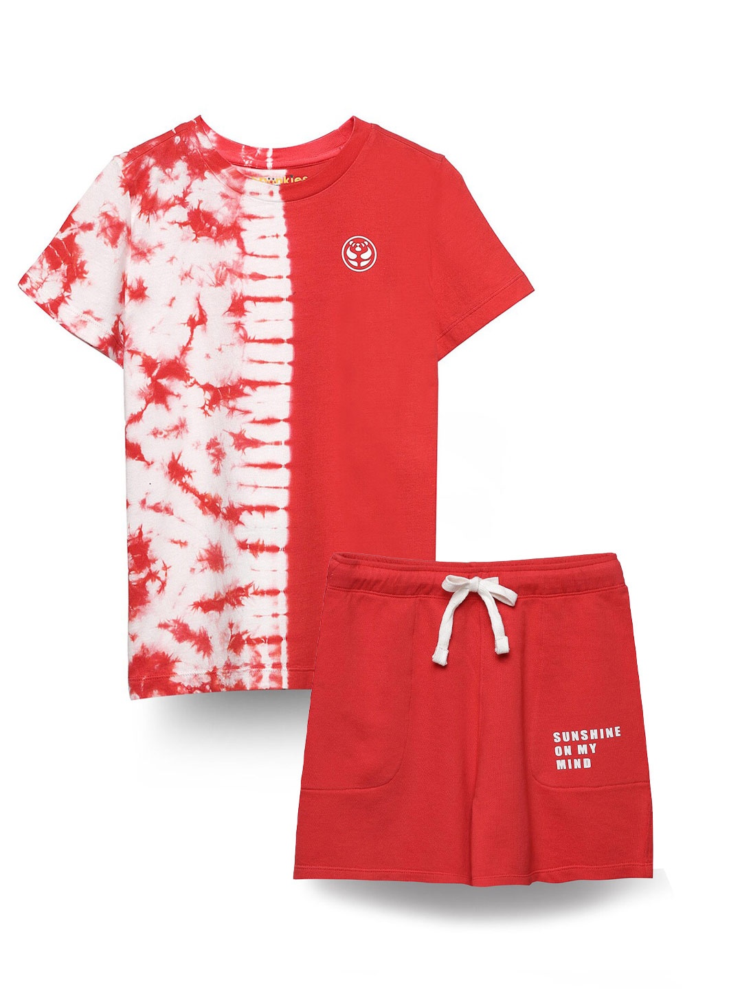 

SPUNKIES Boys Dyed Pure Cotton T-Shirt & Shorts, Red