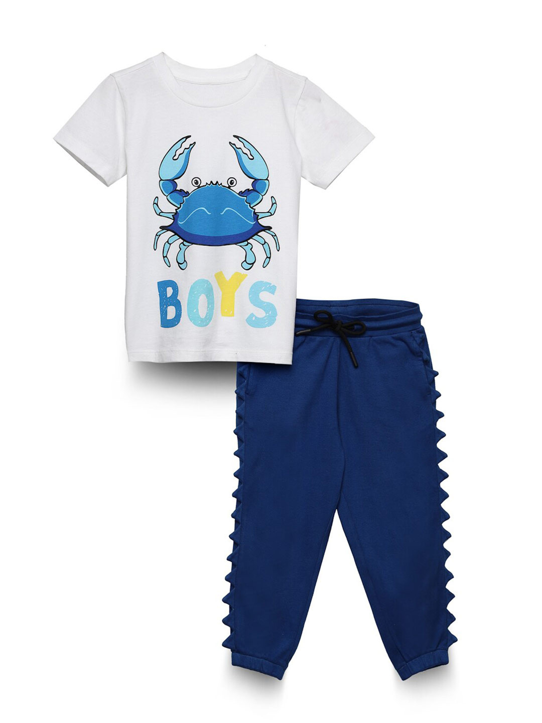 

SPUNKIES Boys Printed Pure Cotton T-shirt with Pyjamas, White