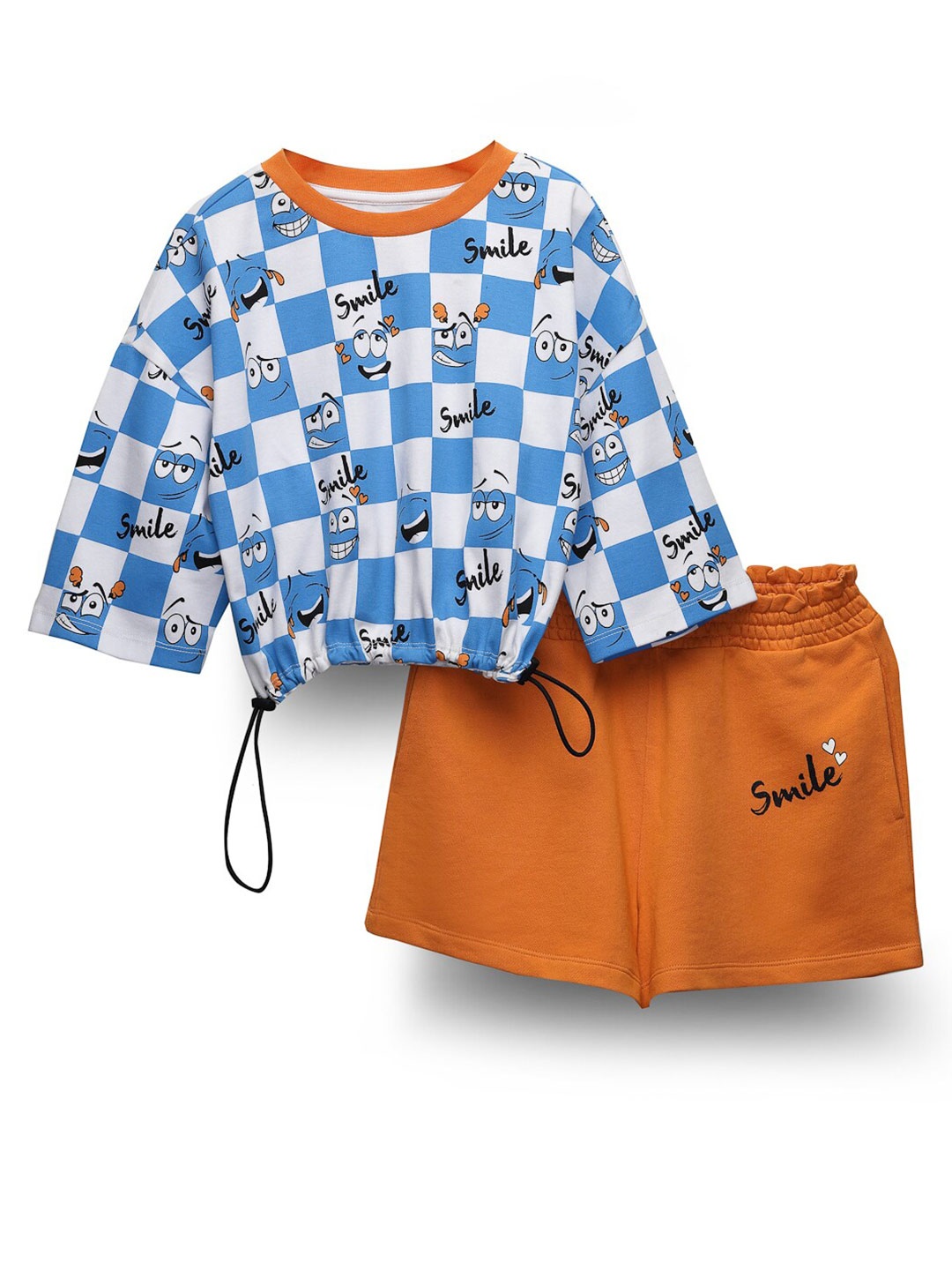 

SPUNKIES Girls Conversational Printed T-shirt With Shorts, White