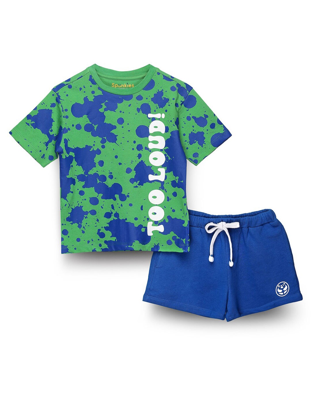 

SPUNKIES Kids Printed Pure Cotton T-shirt with Shorts, Green