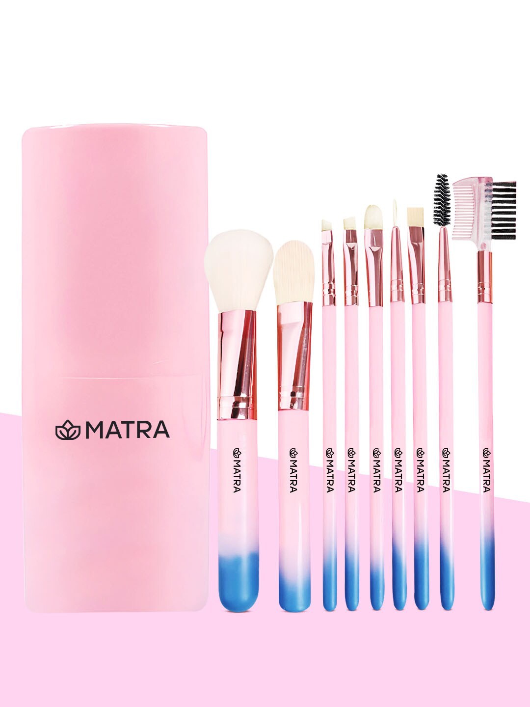 

MATRA Set Of 9 Makeup Brush With Box Case Storage, Multi