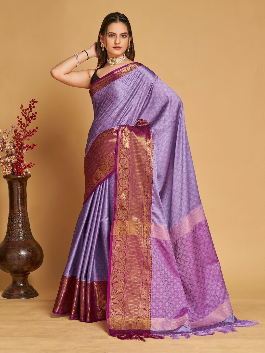 

Sarvada Woven Design Zari Banarasi Saree, Purple
