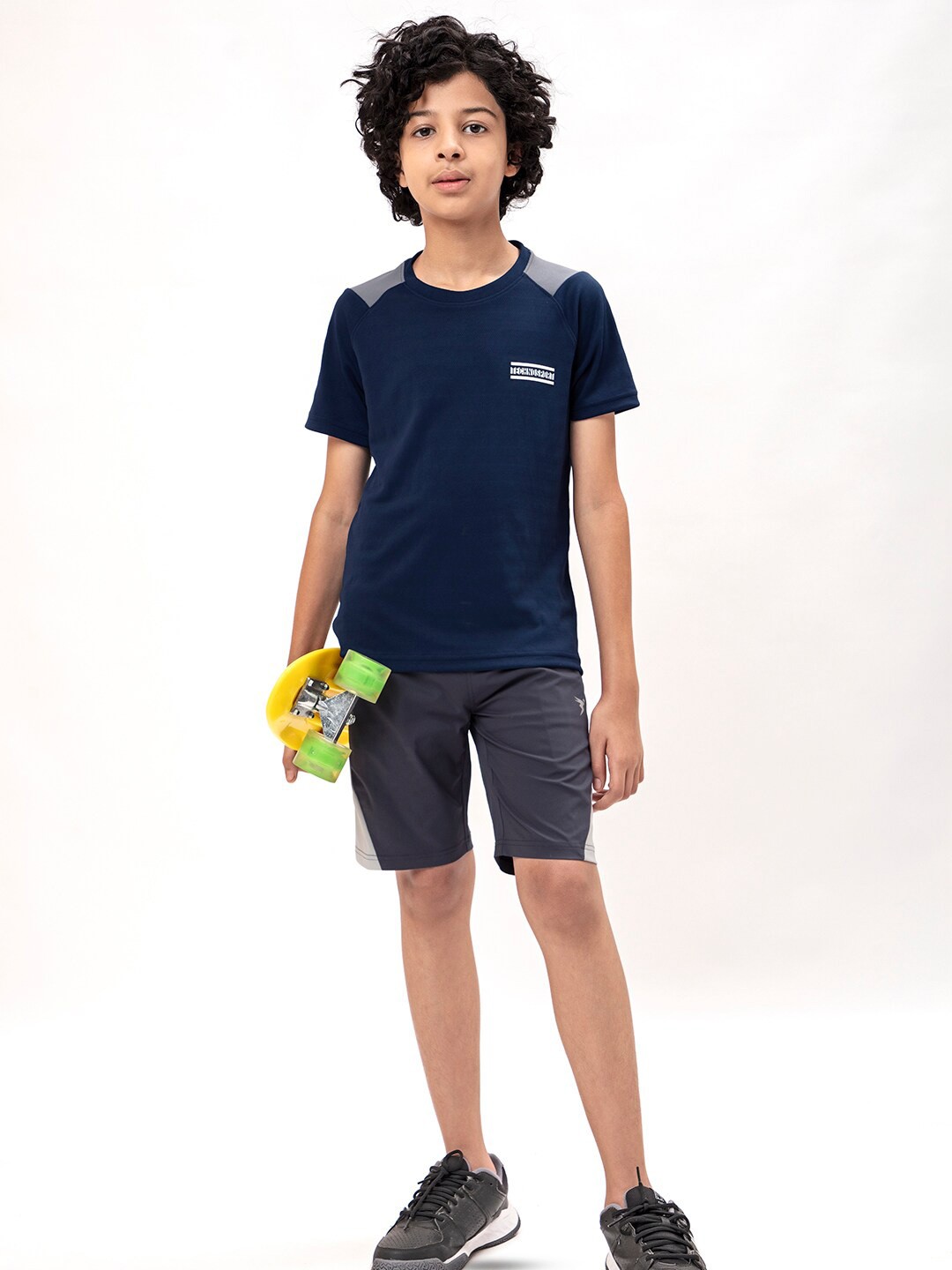 

Technosport Boys Colourblocked Round Neck Short Sleeves Double Cool Slim Fit T-shirt, Navy blue