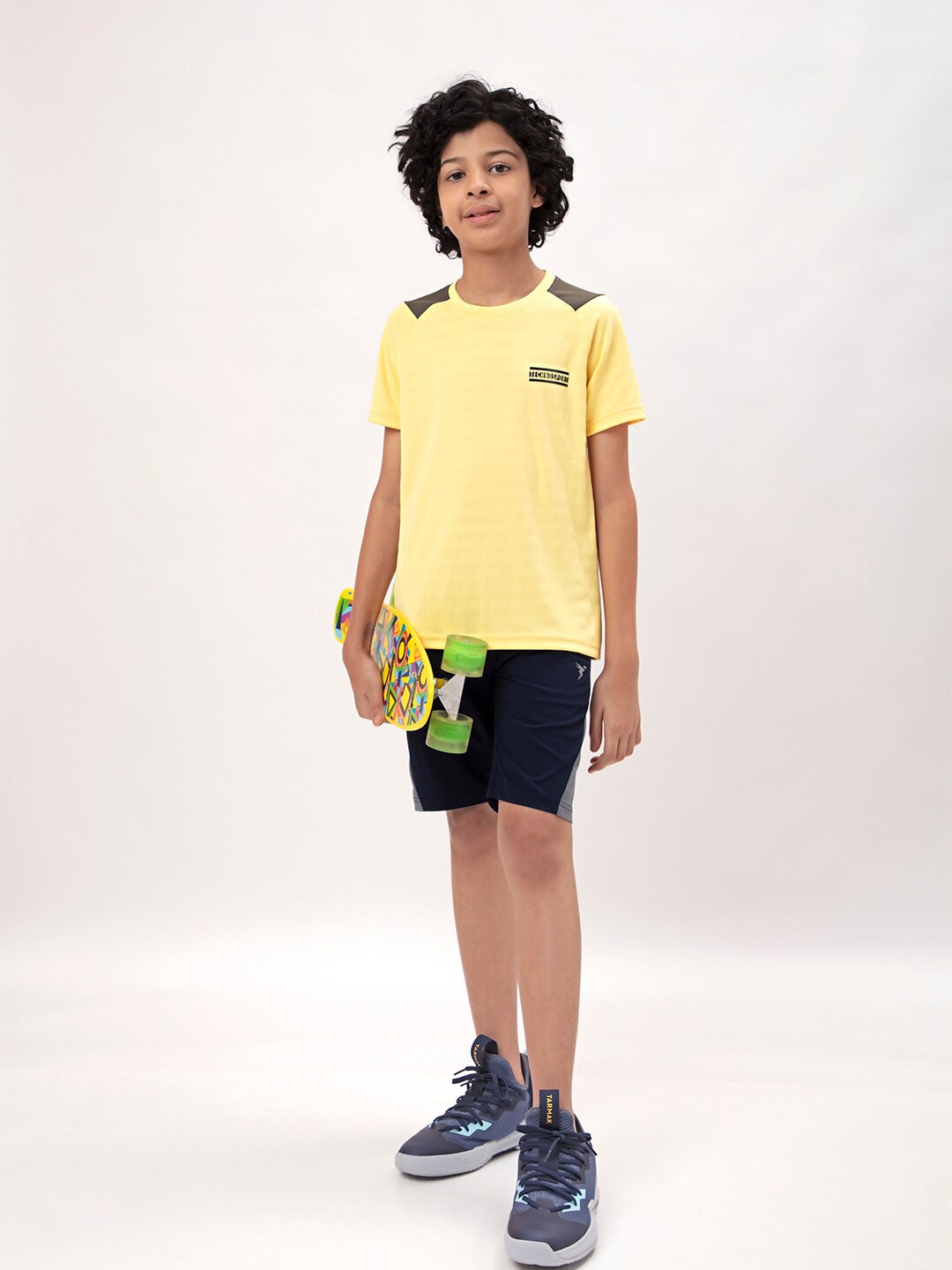 

Technosport Boys Colourblocked Round Neck Short Sleeves Double Cool Slim Fit T-shirt, Yellow