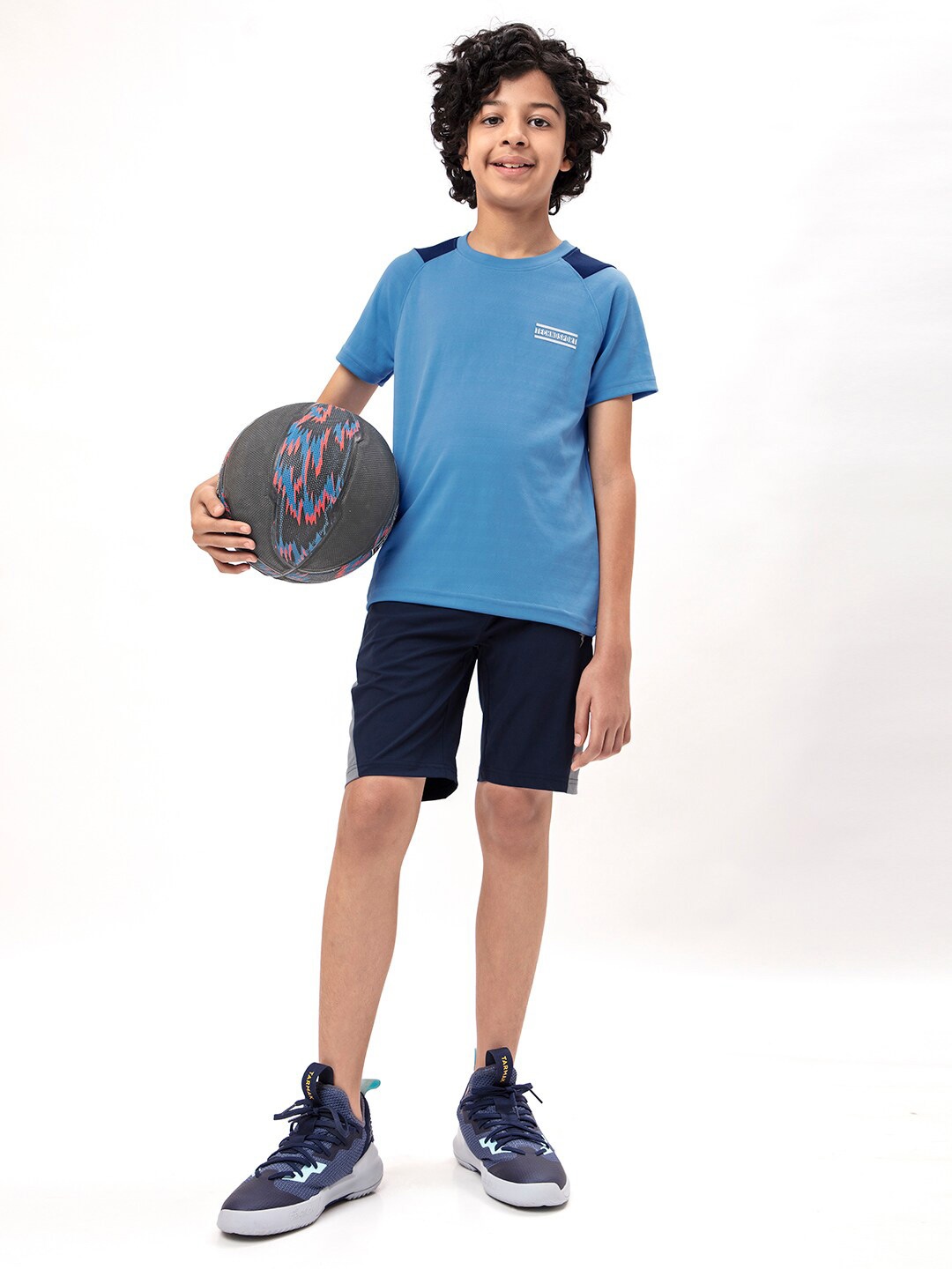 

Technosport Boys Colourblocked Round Neck Short Sleeves Double Cool Slim Fit T-shirt, Blue