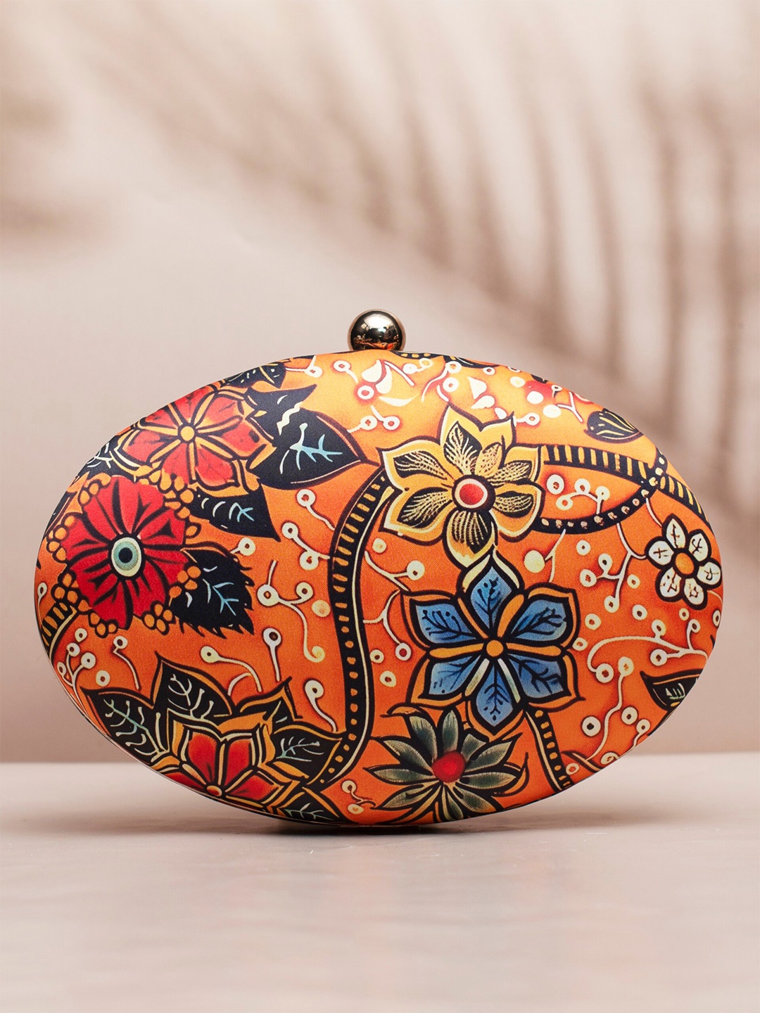 

ARTKLIM Ethnic Motifs Printed Box Clutch, Orange