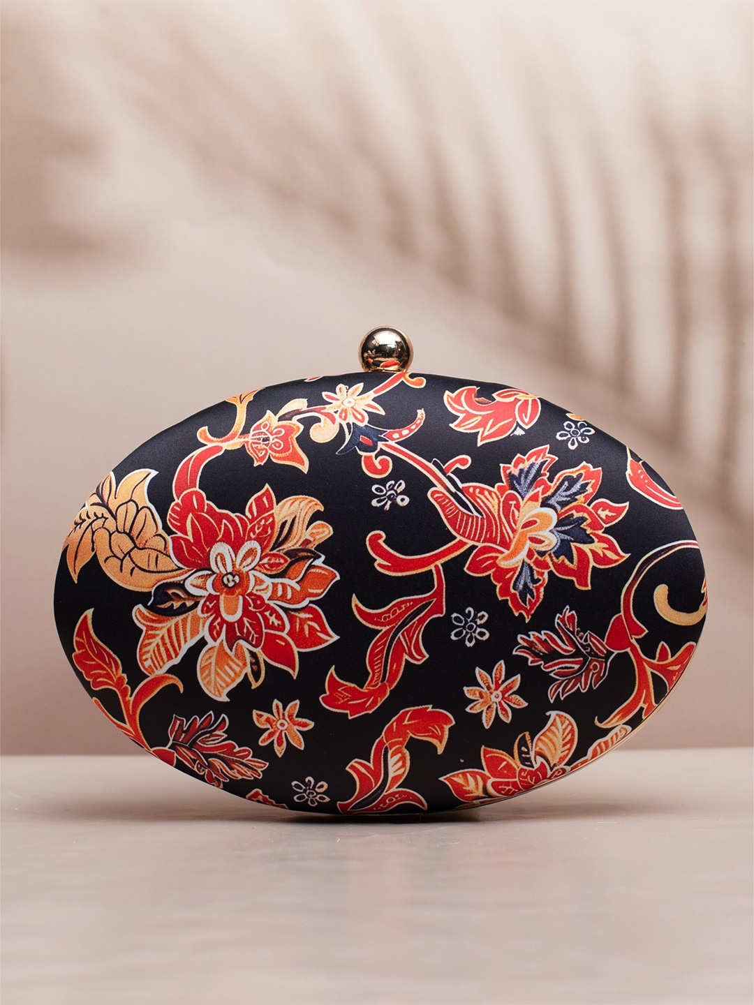 

ARTKLIM Floral Printed Box Clutch, Black