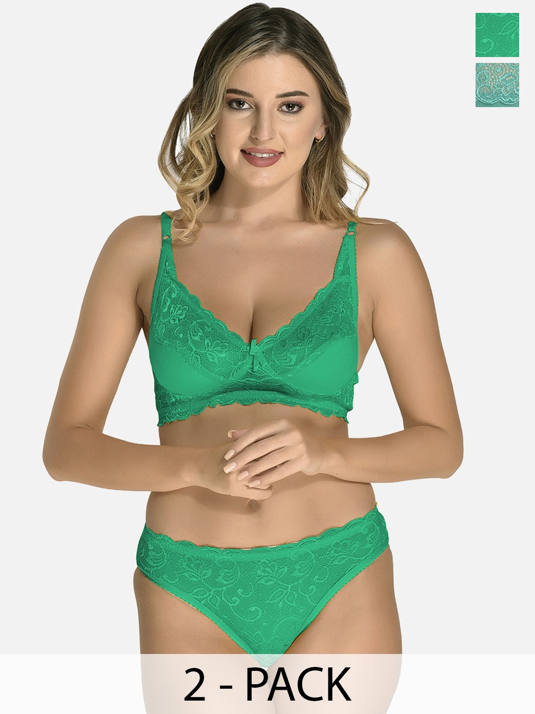 

StyFun Pack of 2 Non Padded Lingerie Set, Green