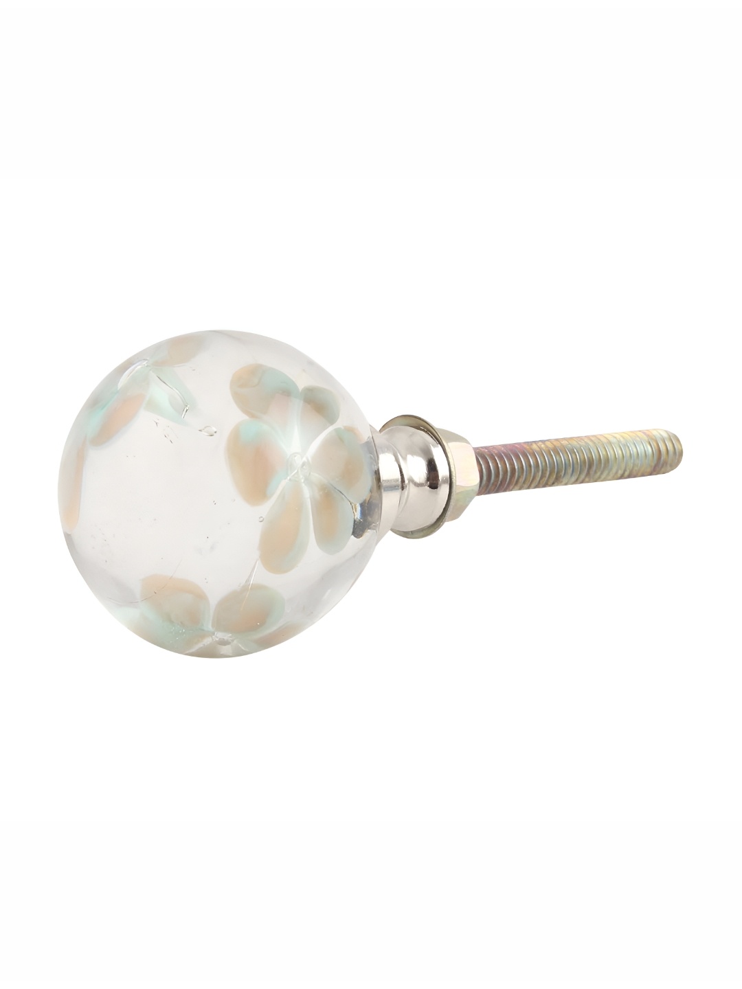 

Indianshelf White & Green Floral Printed Glass Dresser Knob