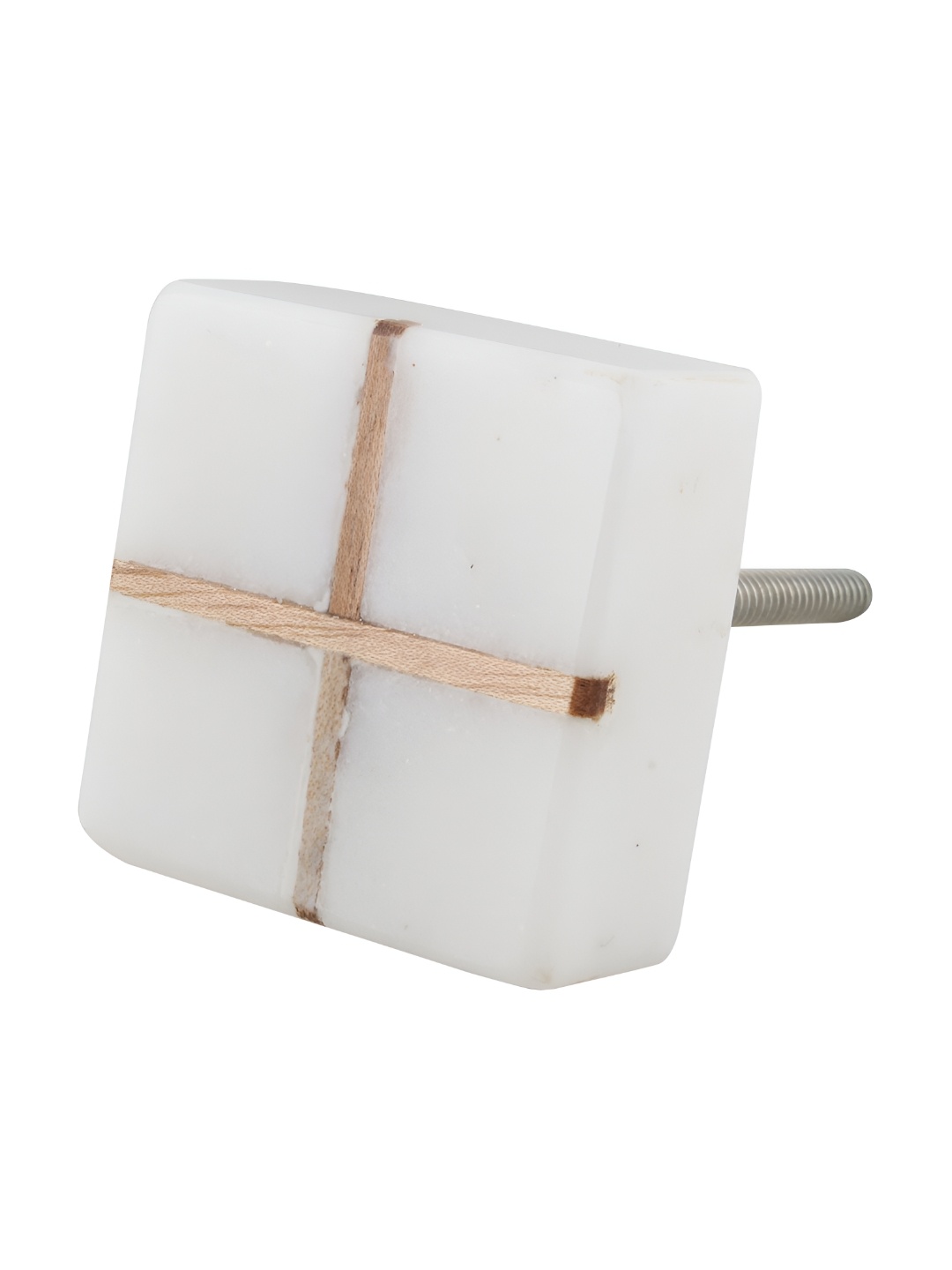 

Indianshelf White Square Wooden Cross Stone Dresser Knob