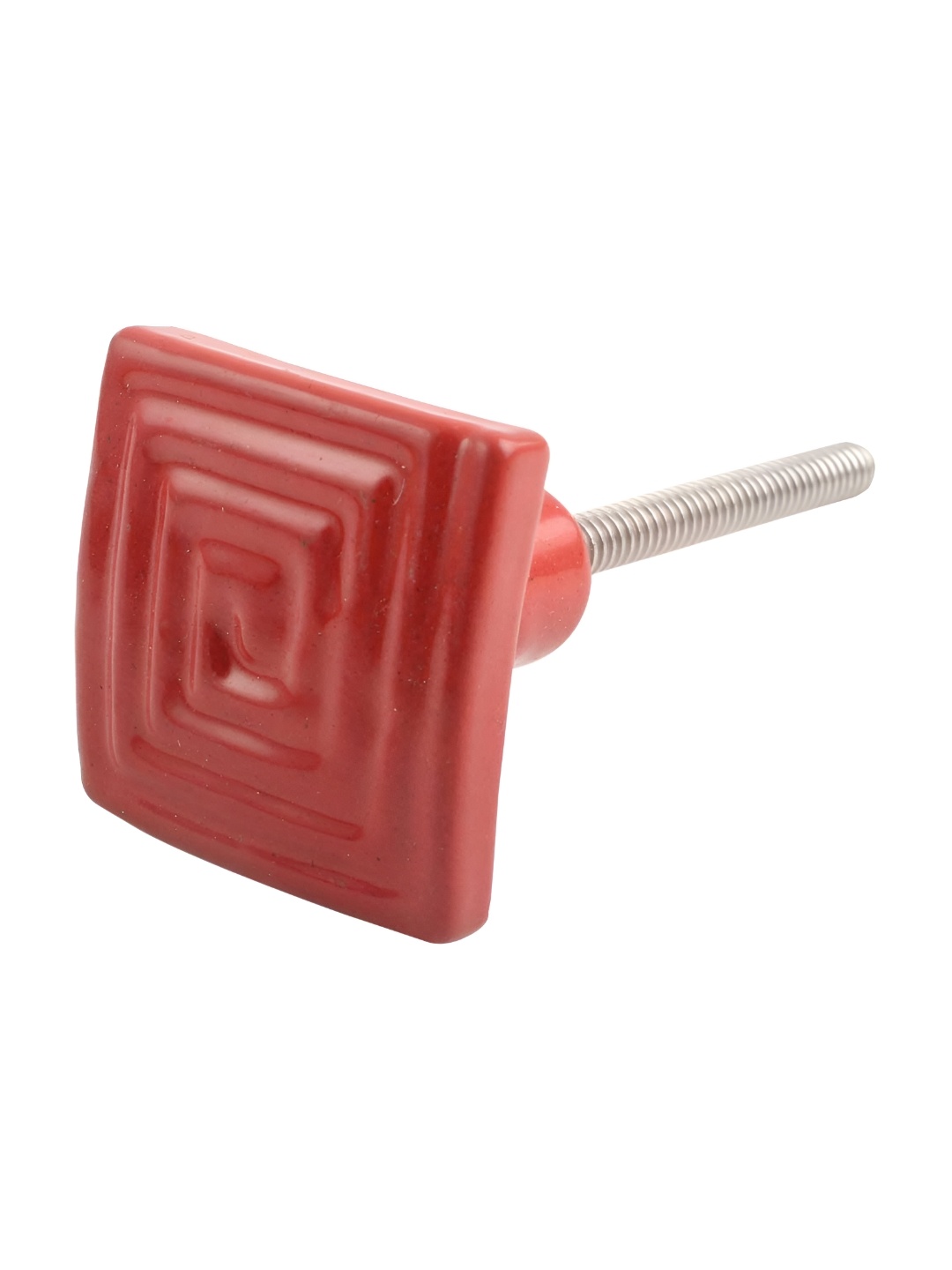 

Indianshelf Red Textured Square Metal Cabinet Knob