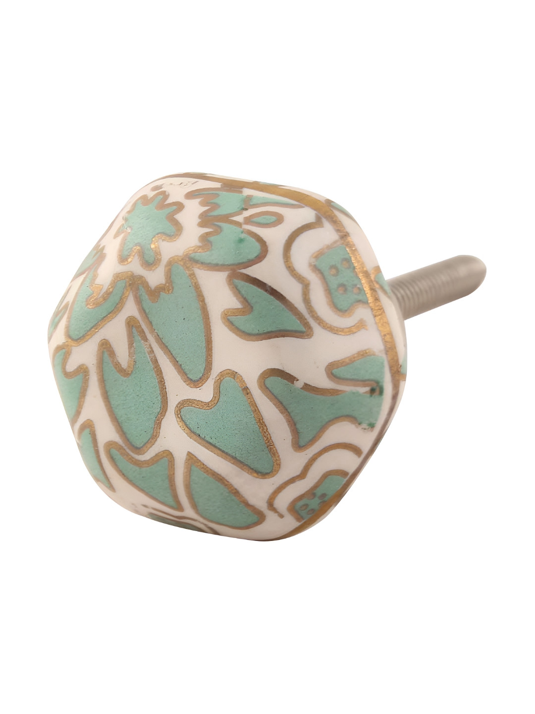 

Indianshelf Green & Cream-colored Hexagon Small Ceramic Cabinet Knob