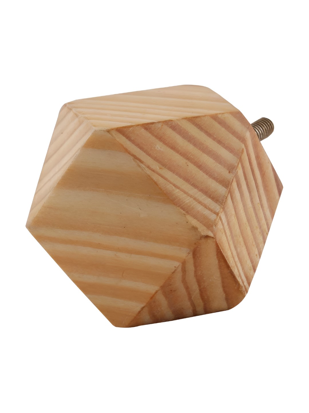 

Indianshelf Tan Brown Striped Hexagon Wooden Cabinet Knob