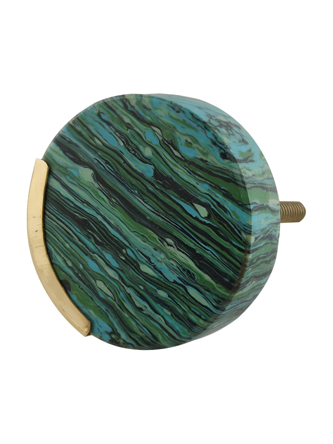 

Indianshelf Green Marble Texture Stone Brass Cabinet knob