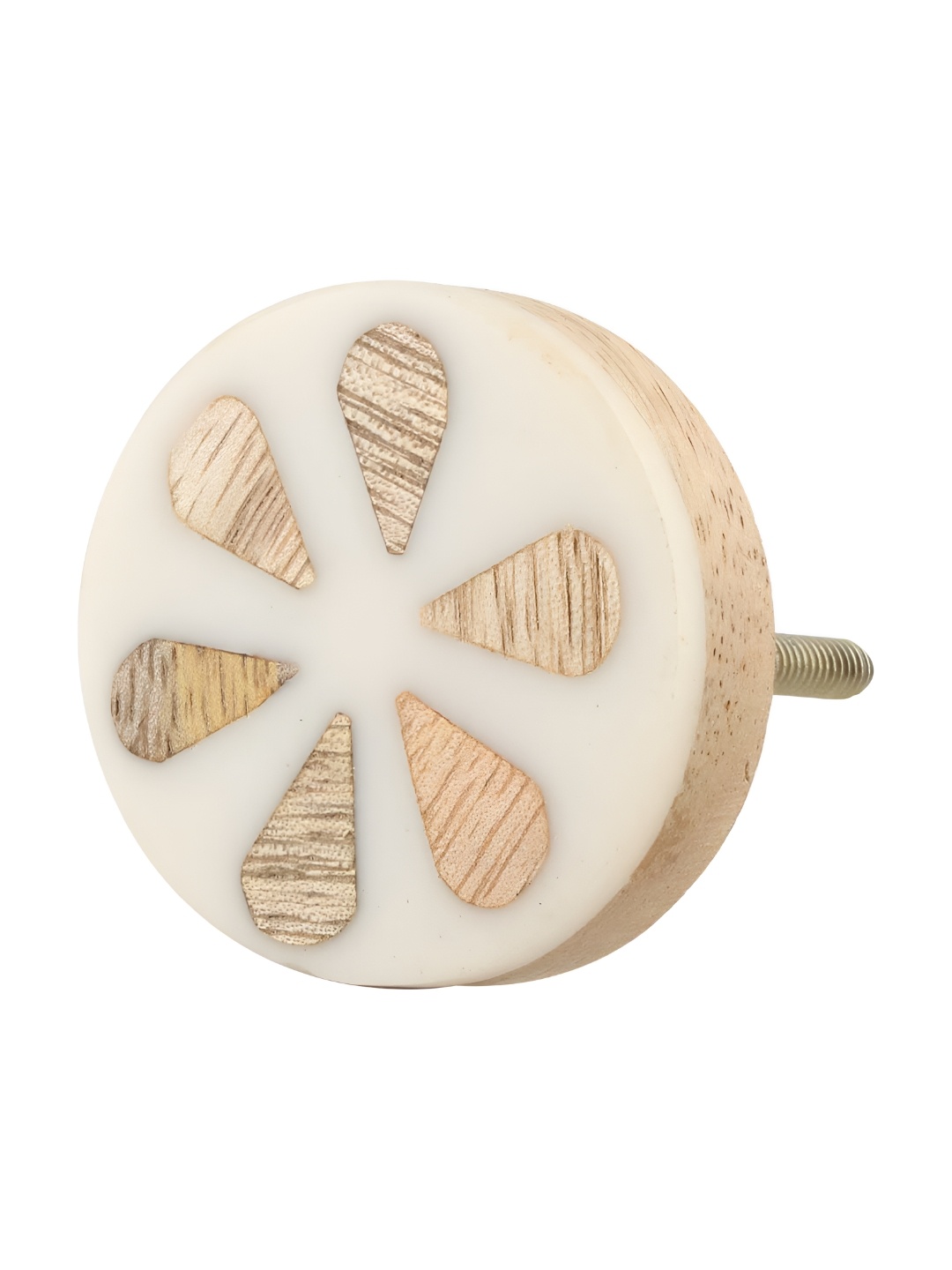 

Indianshelf White & Beige Floral Wooden Cabinet knob