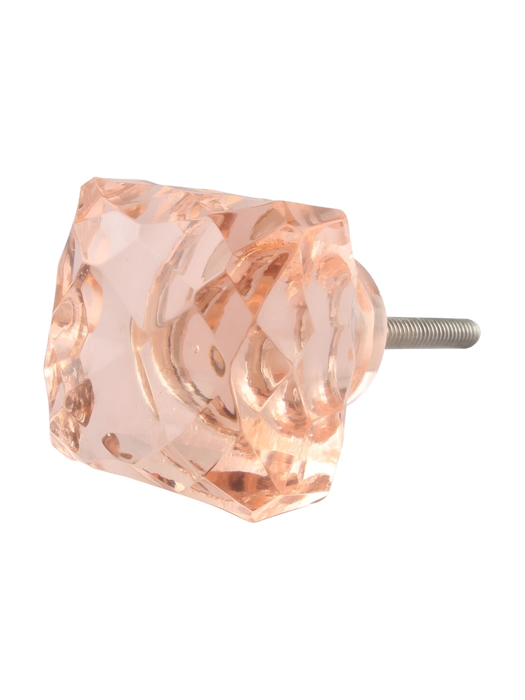 

Indianshelf Pink Textured Glass Square Cut Cabinet Knob