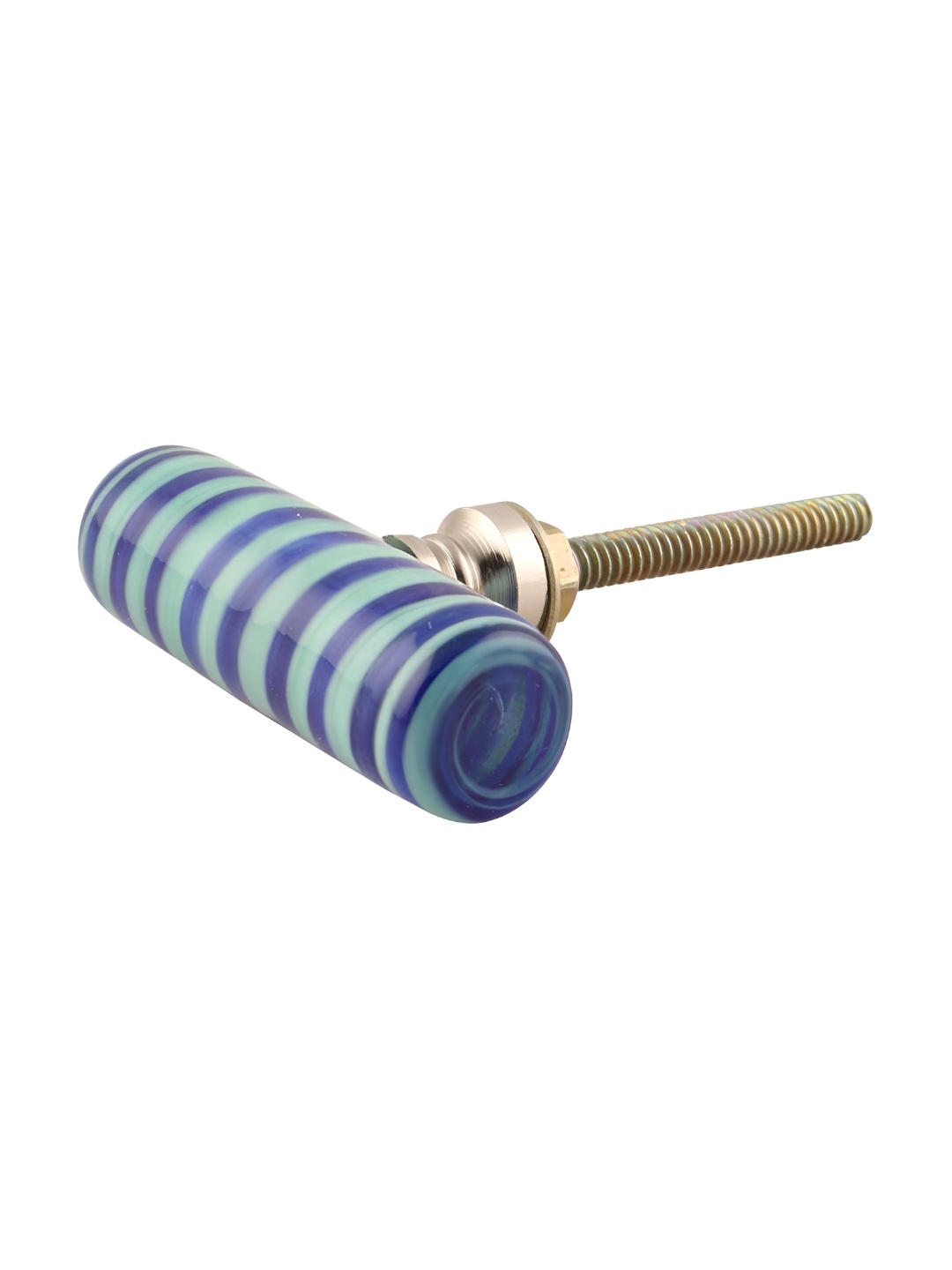 

Indianshelf Navy Blue Striped Tube Glass Cabinet Knob