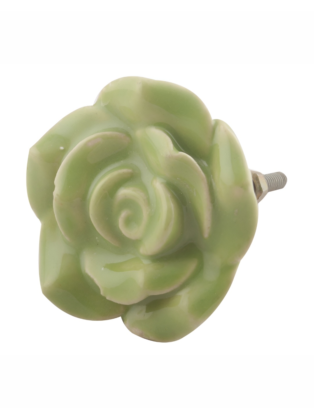 

Indianshelf Green Rose Ceramic Flower Cabinet Knob