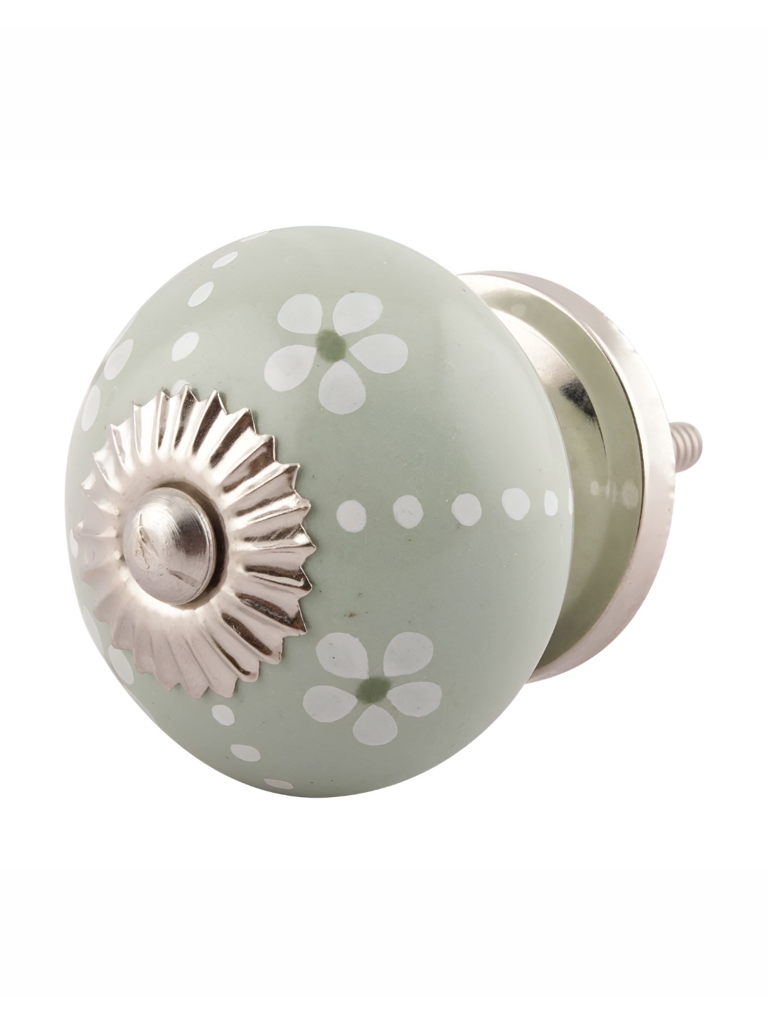 

Indianshelf Green Floral & Dotted Line Ceramic Knob