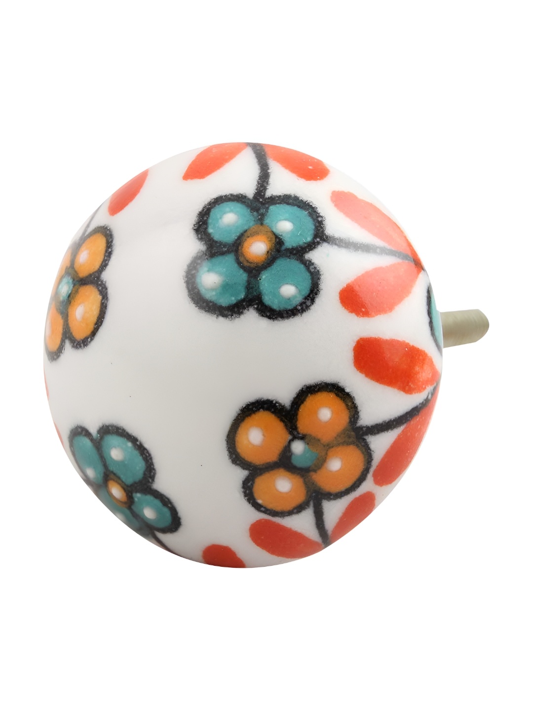 

Indianshelf White & Green Floral Designed Ceramic Cabinet Knob