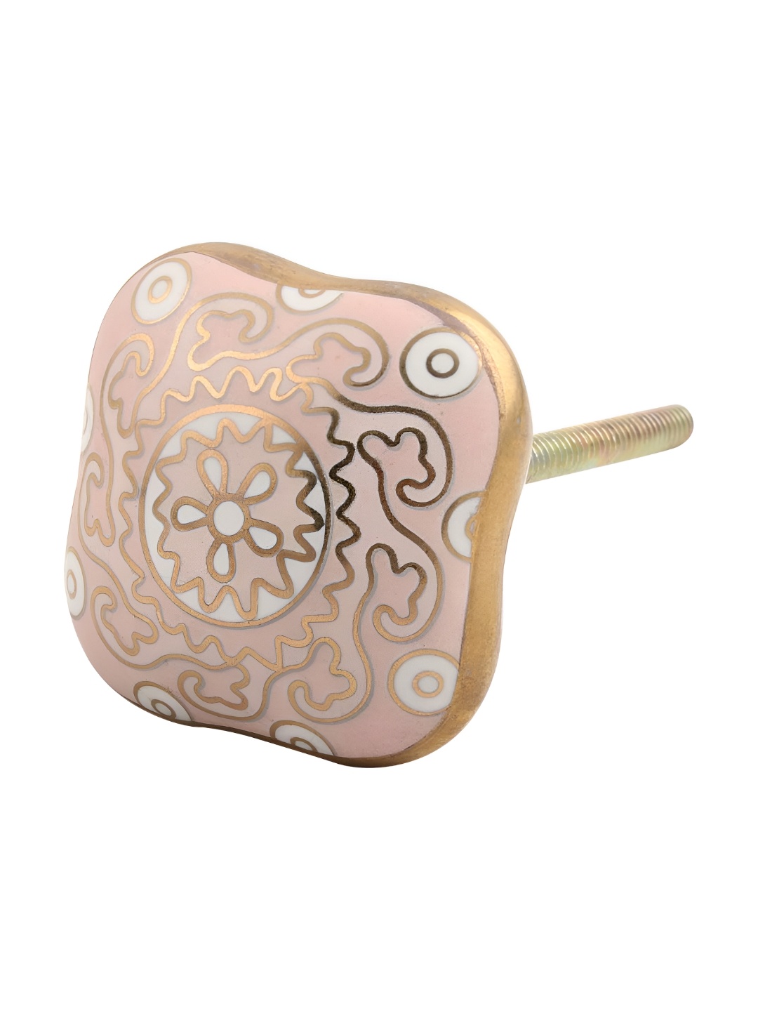 

Indianshelf Pink Printed Square Ceramic Dresser Knob