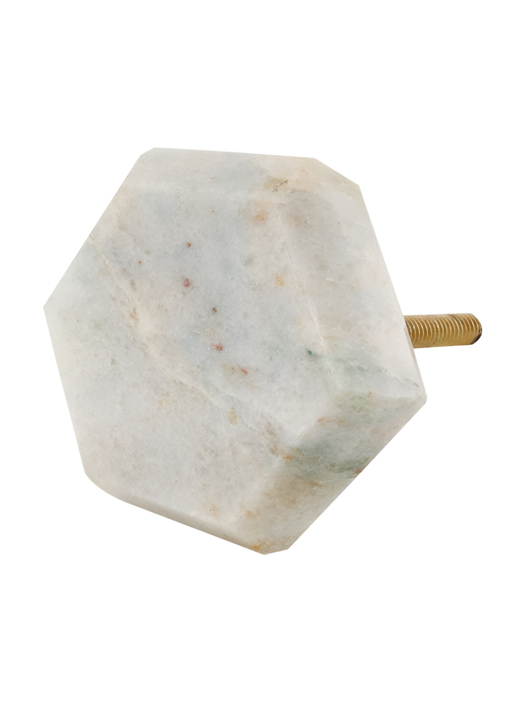 

Indianshelf White & Green Hexagon Quartz Stone Cabinet Knob
