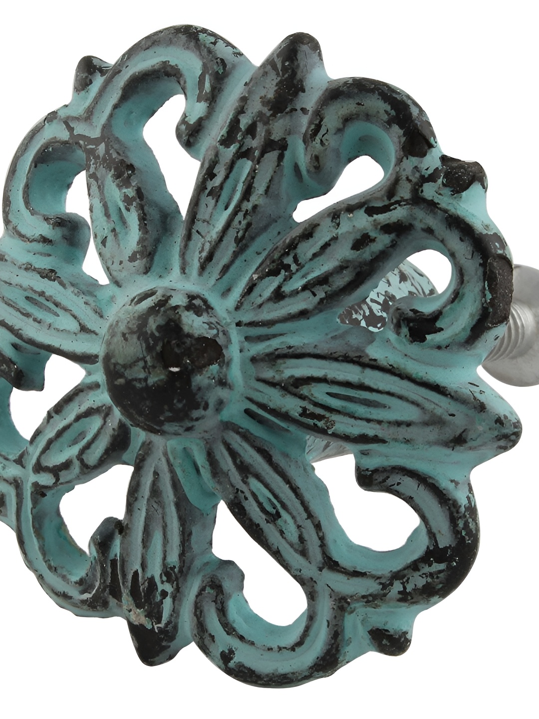 

Indianshelf Green & Black Floral Iron Cabinet Knob