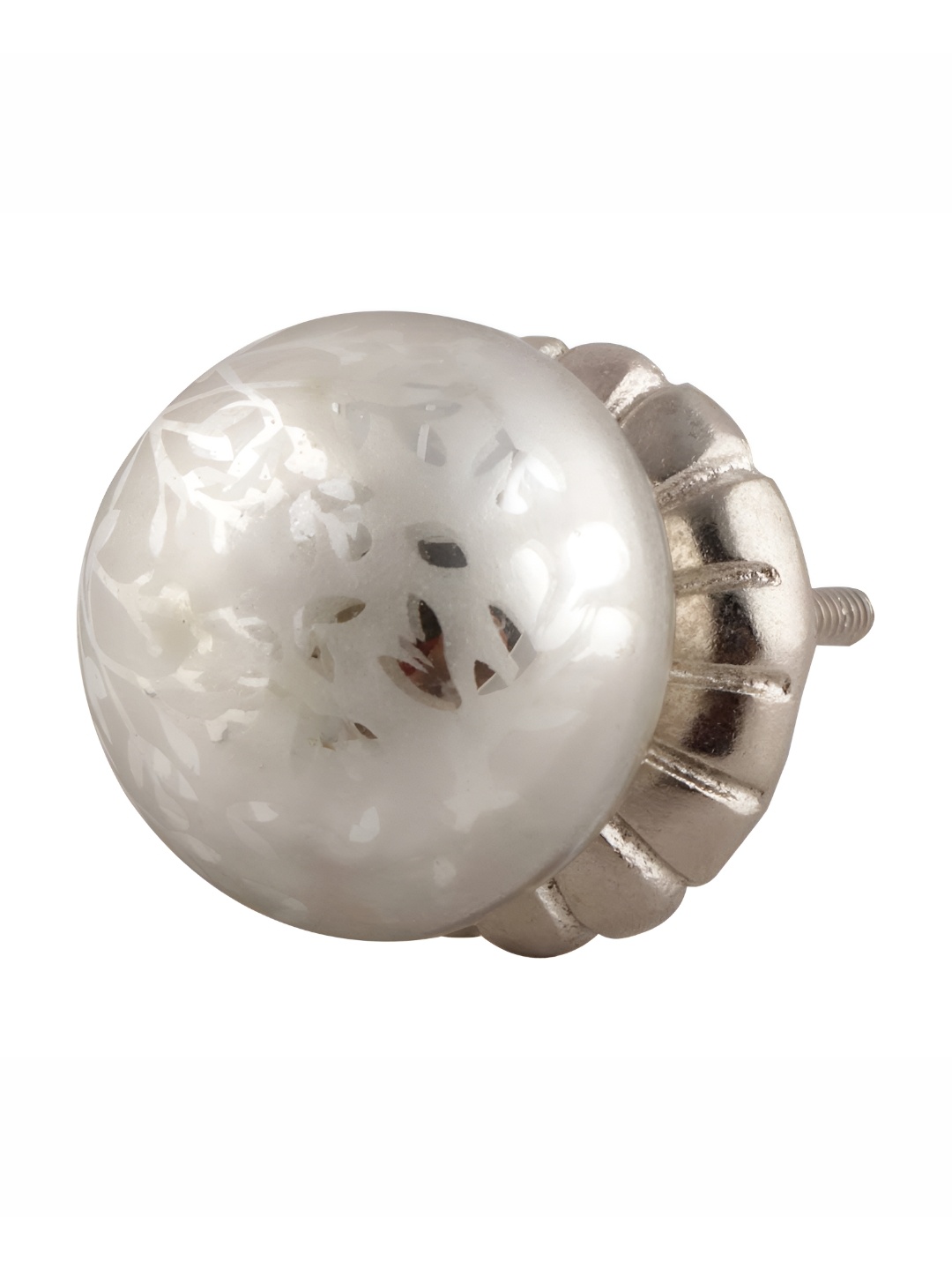 

Indianshelf Floral Printed Dome Mercury Glass Cabinet Knob, Silver