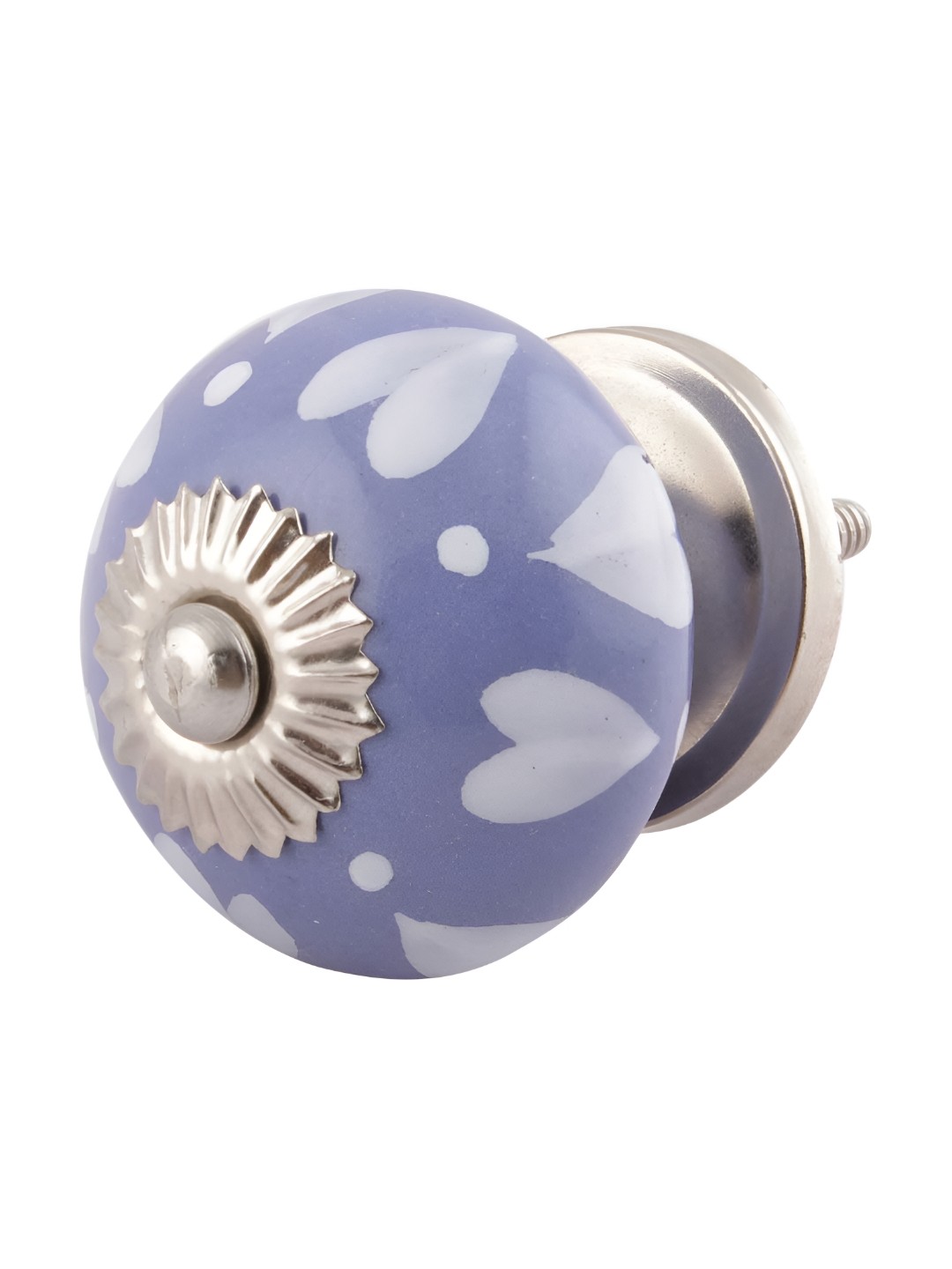 

Indianshelf Blue & White Heart Printed Cabinet Knob