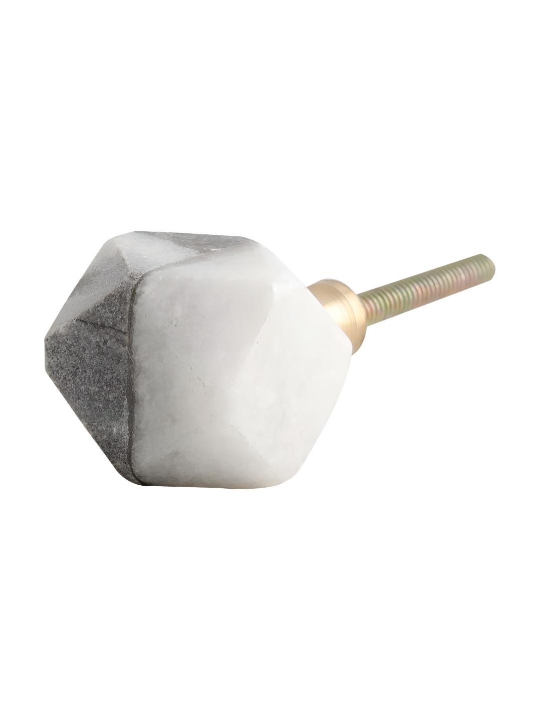 

Indianshelf Grey & White Stone Hexagon Stone Cabinet Knob