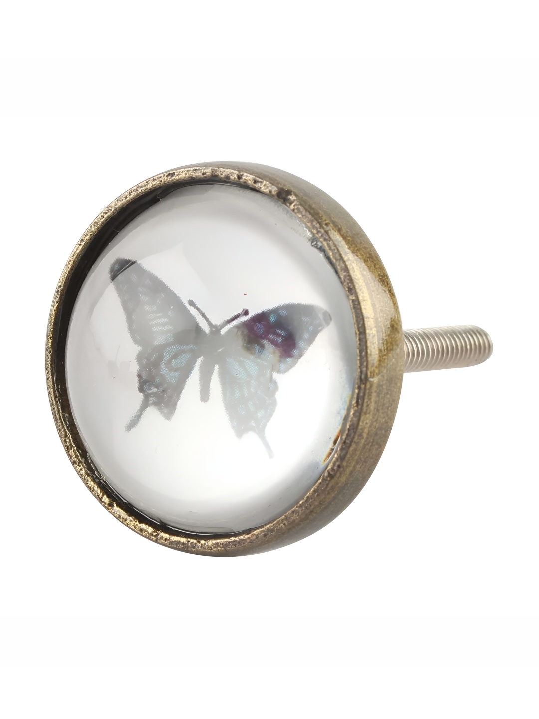 

Indianshelf Transparent & Black Butterfly Glass & Metal Drawer Knob