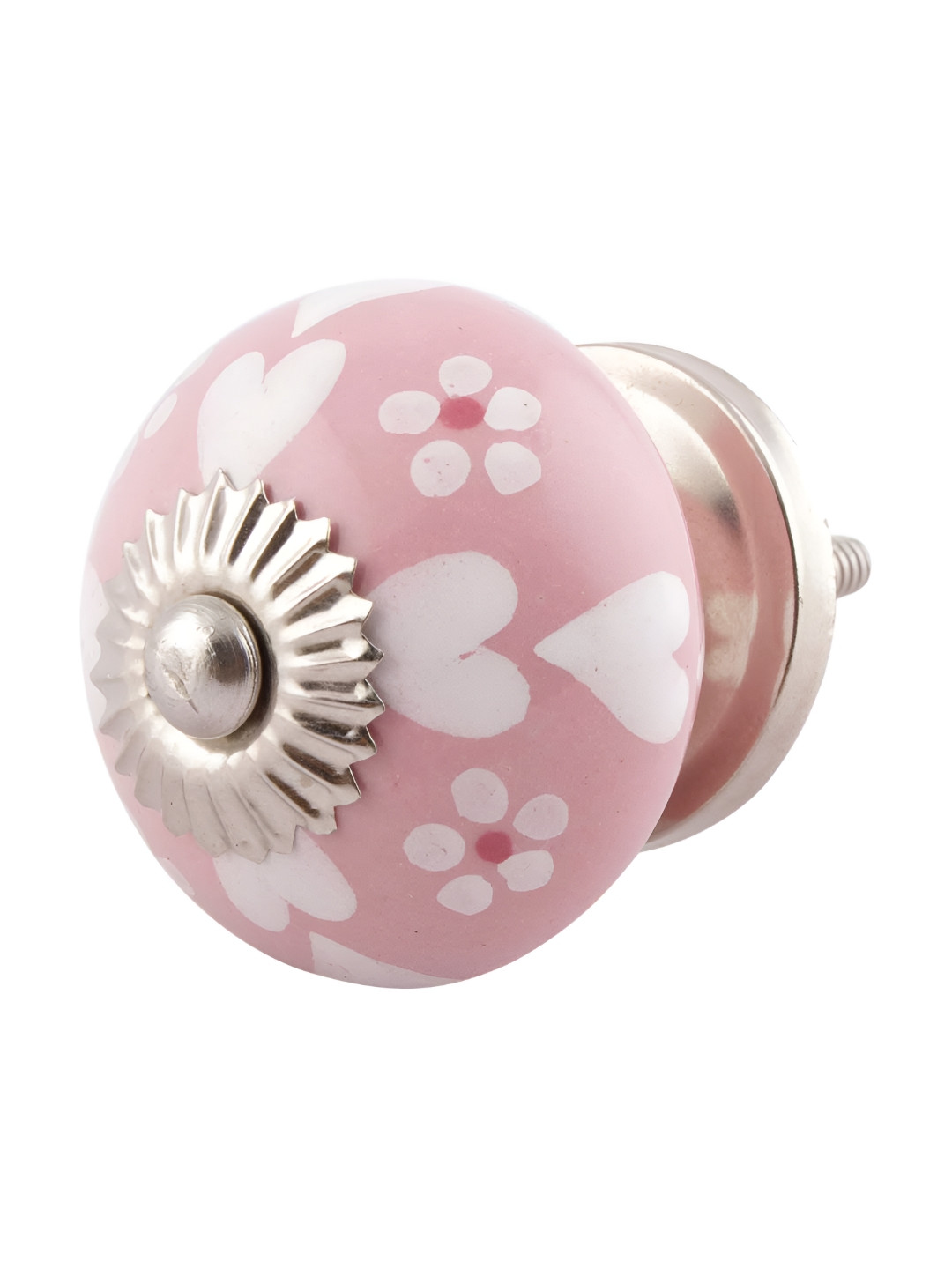 

Indianshelf Pink & White Hearts & Floral Printed Ceramic Round Cabinet Knob